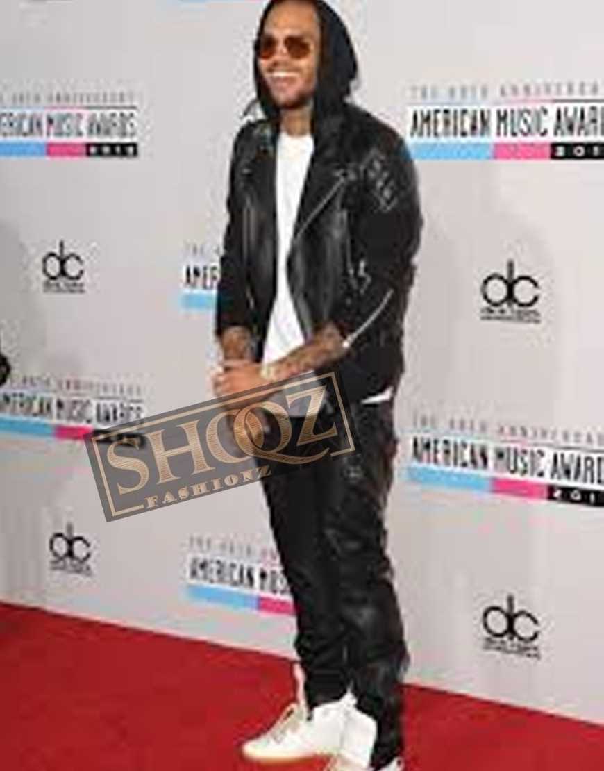 Singer Chris Brown Black Leather Pant